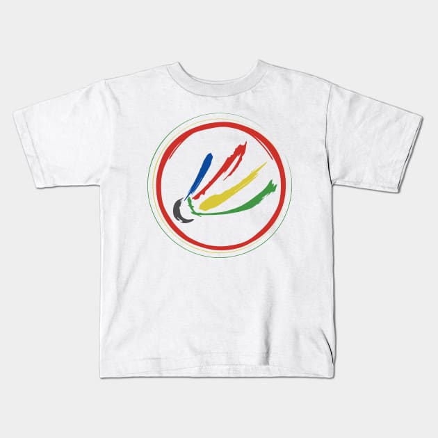 colorful badminton icon Kids T-Shirt by asepsarifudin09